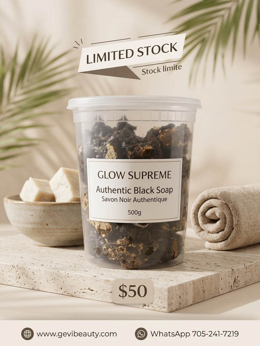 GLOW SUPREME Authentic Black Soap/ Savon Noir Authentique 500g