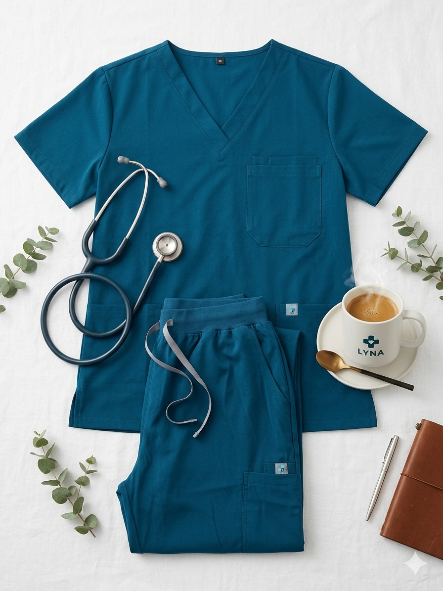 BLUE TEAL Women Scrub Set