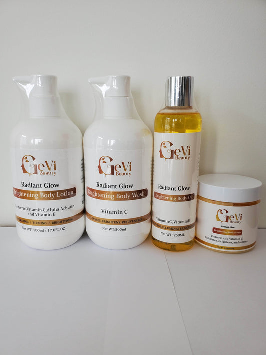 Radiant Glow, Brightening, Moisturizing, Body Collection (FREE Tumeric Face Soap) - GeVi Beauty