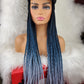 Satin Lined Braided Hat Wig (1b /dark blue/grey)