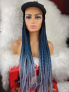 Satin Lined Braided Hat Wig (1b /dark blue/grey)