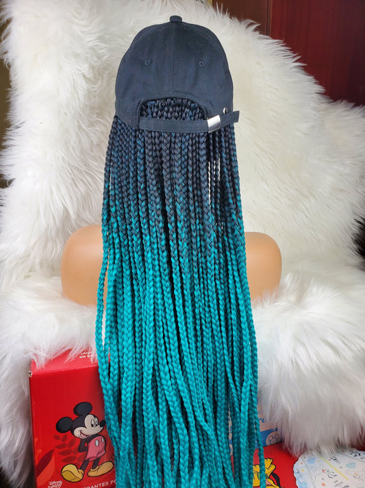 Perruque chapeau tressée doublée de satin (1b/vert)